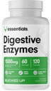 Opgeborgen spijsverteringsenzymen (1500 mg), Essentials (60 porties, 120 capsules)