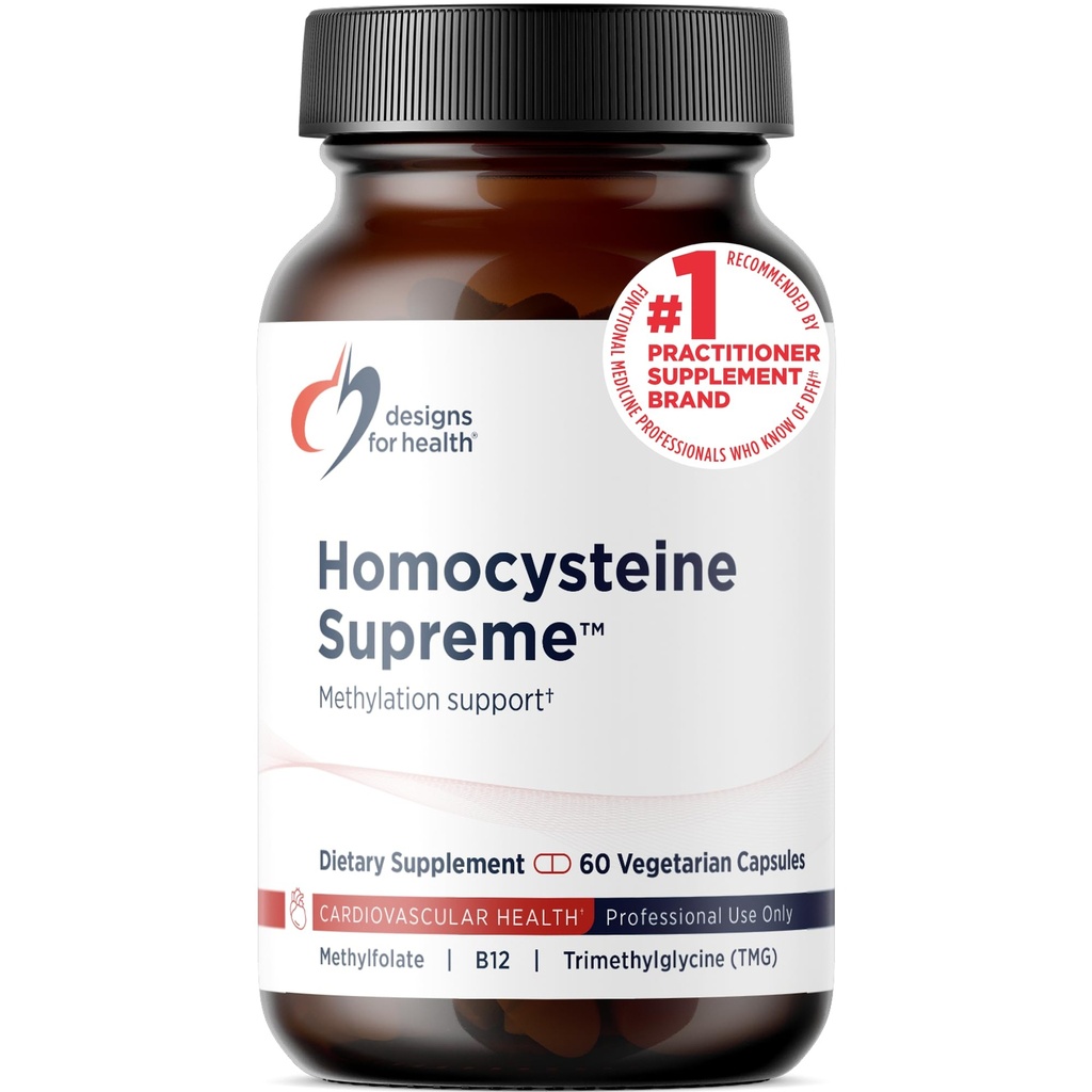 Designs for Health Homocysteïne Supreme - Gemethyleerde B-vitaminen met Riboflavine, B6, B12, Folaat, L-Serine & TMG voor Hersenondersteuning en Hartgezondheid - Gemethyleerde multivitamine (60 capsules)