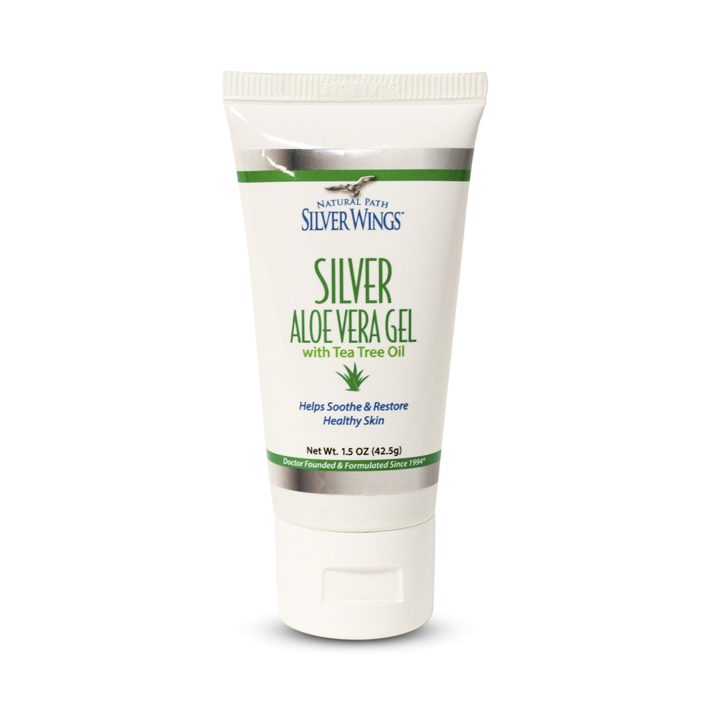 Natuurlijke pad Zilveren Wings 200ppm Zilver met Aloë Vera Gel en Tea Tree Oil - verzachtende huidverzorging - 1,5 oz