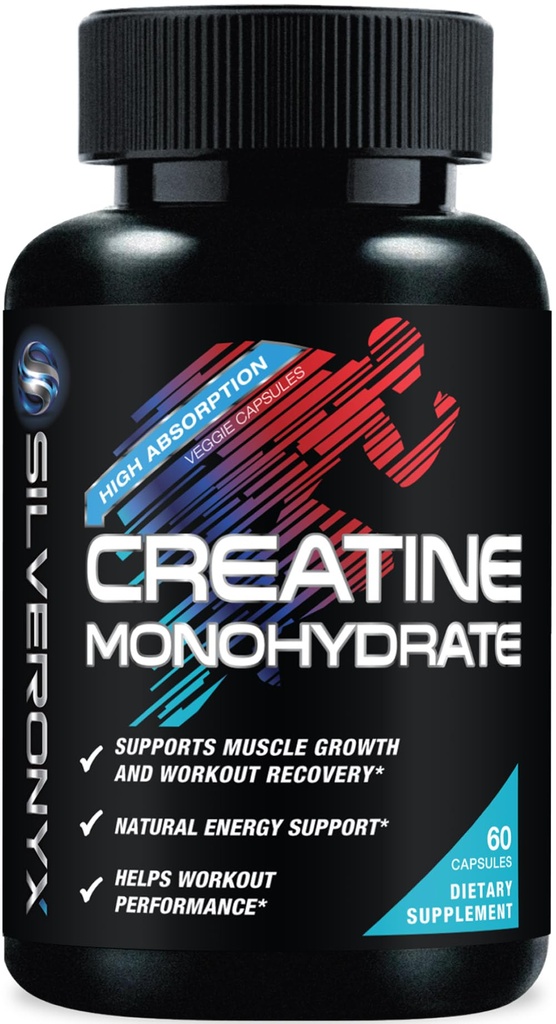 Creatine Monohydraat Capsules 3000mg - Micronized Creatine Nutritional Supplement - Lean Muscle Growth, Workout Performance, Energy & Endurance Support - 750mg per Hoge Absorptie Capsule - 60 Tel.