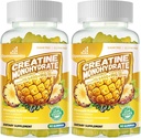 Creatine Monohydraat Gummies Complex for Men & Women - Advanced Formula W/L-Taurine + Vitamine B12, Sugar Free Chewable Supplement, 180 Ananas Gummies 2pack