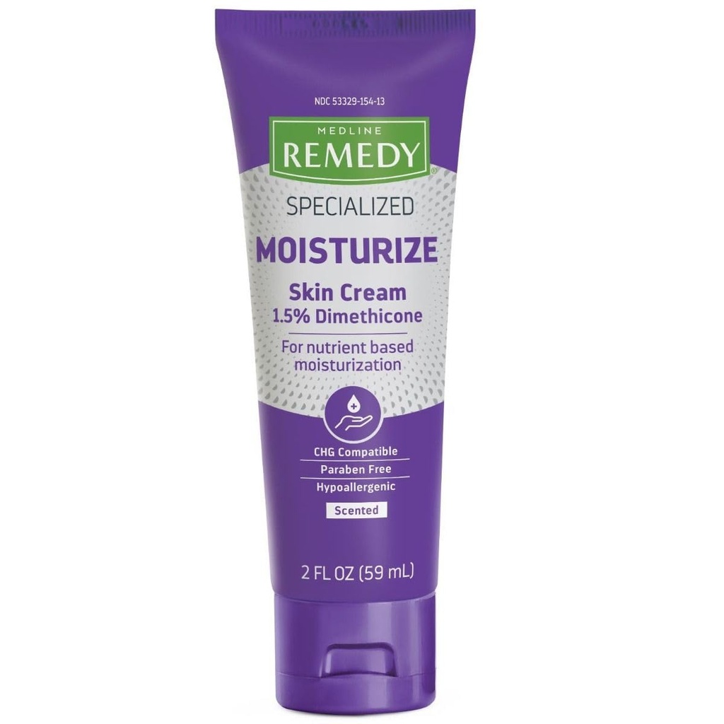 Medline Remedy Specialized Skin Cream (2 oz tube), Geparfumeerd, 1,5% Dimethicone, voedende vochtinbrengende crème voor droge huid, Sulfate-Free, Paraben-Free, Hypoallergeen Body Cream, dagelijkse lotion voor droge huid