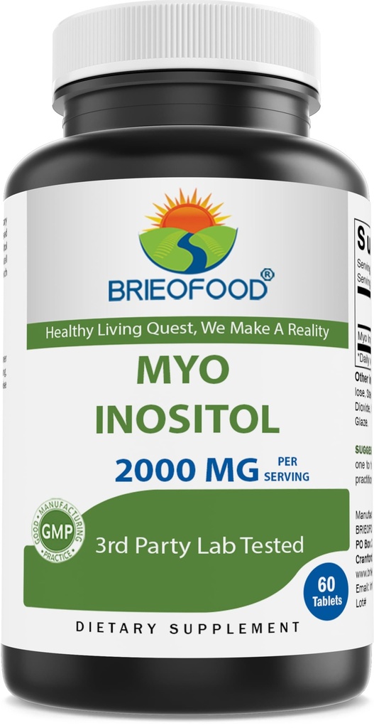 Brieofood Myo Inositol 2000 mg per portie - 60 tabletten - 3rd Party Lab getest