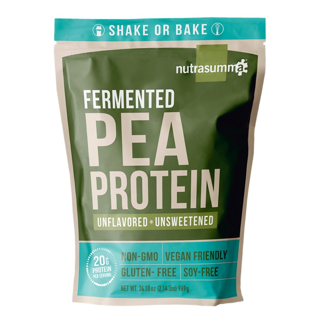 Nutrasumma Pea Proteïne Poeder, ongearomatiseerd en ongezoet Suikervrij Veganistisch, 100% plantaardige basis, niet GGO, glutenvrij en sojavrij, 2,14 LB