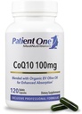 Patient One Coenzyme Q10 (CoQ10) 100 mg de supplément antioxydant pour soutenir la santé cardiaque et vasculaire* avec l'huile d'olive biologique