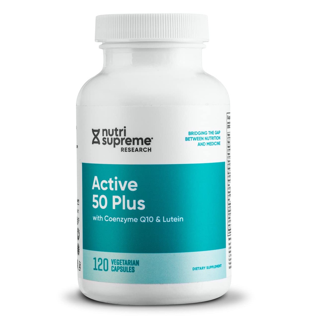 Nutri Supreme Active 50 Plus, CoQ10, Lutein, ALA en Kurkuma, geavanceerde formule voor gezonde veroudering en vitaliteit, 120 plantaardige capsules