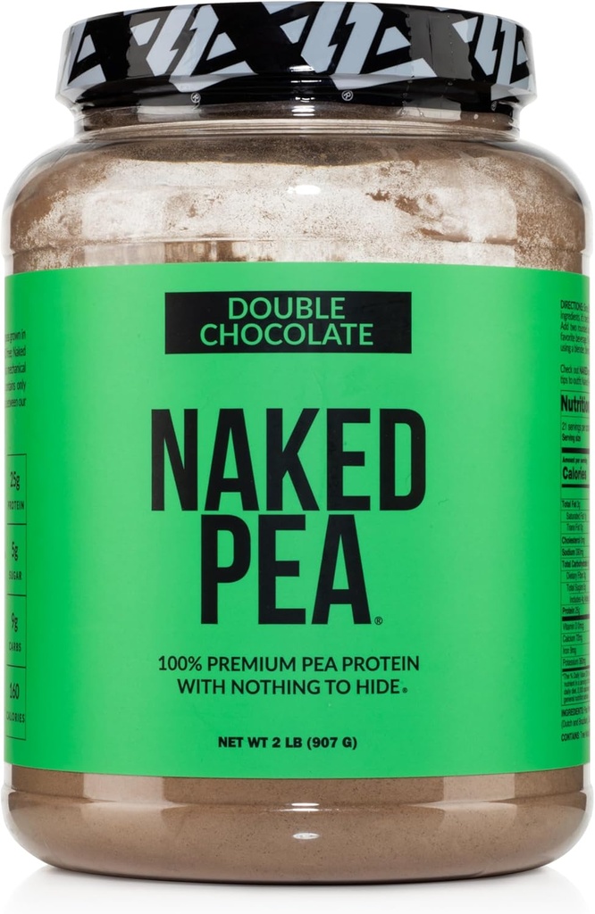 NAKED Pea - Double Chocolate Protein van Amerikaanse en Canadese boerderijen, Biologische Cacao, Biologische Kokossuiker - Geen GGO, Geen soja, en Glutenvrij, Hulp Groei en Herstel - 21 Serven