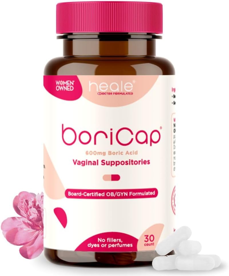 BoriCap - Boric Acid Sugaries for Women - 600 mg - Vaginaal Health & Balance, Itch & Odor - Natural Relief - Vrouwelijke Care - Vrouwelijke Hygiene Products - Made in USA by Heale - 30 Capsules