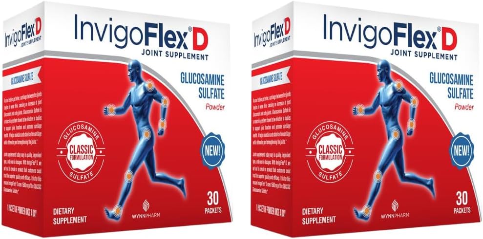 INVIGOFLEX 1500mg Glucosaminesulfaatpoeder (Classic Formulatie) - Premium Joint Supplement voor knieën, handen, rug en hiep ondersteuning D: Glucosaminesulfaat, pakketten - 60 verpakkingen