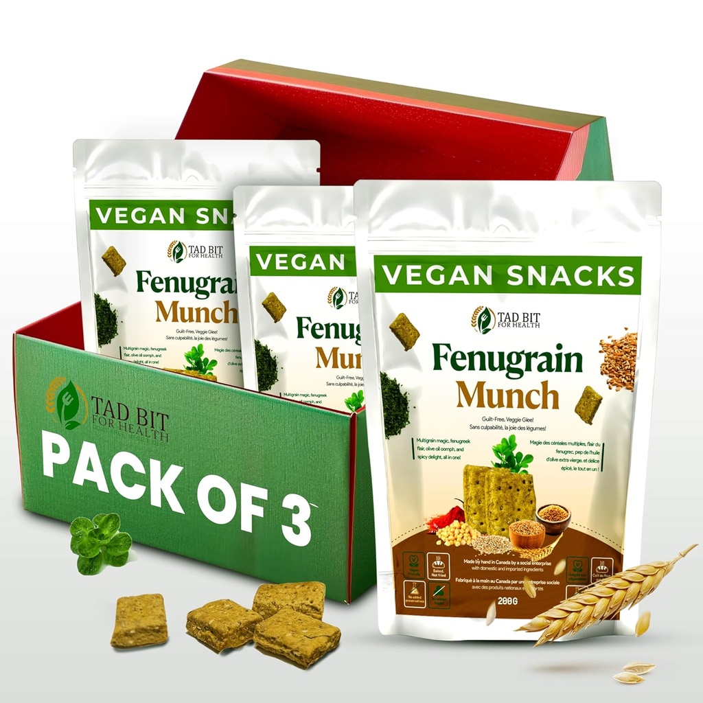 Tad Bit's Fenugrain Munch Premium Indian Handmade Salty Vegan Snacks Crackers 