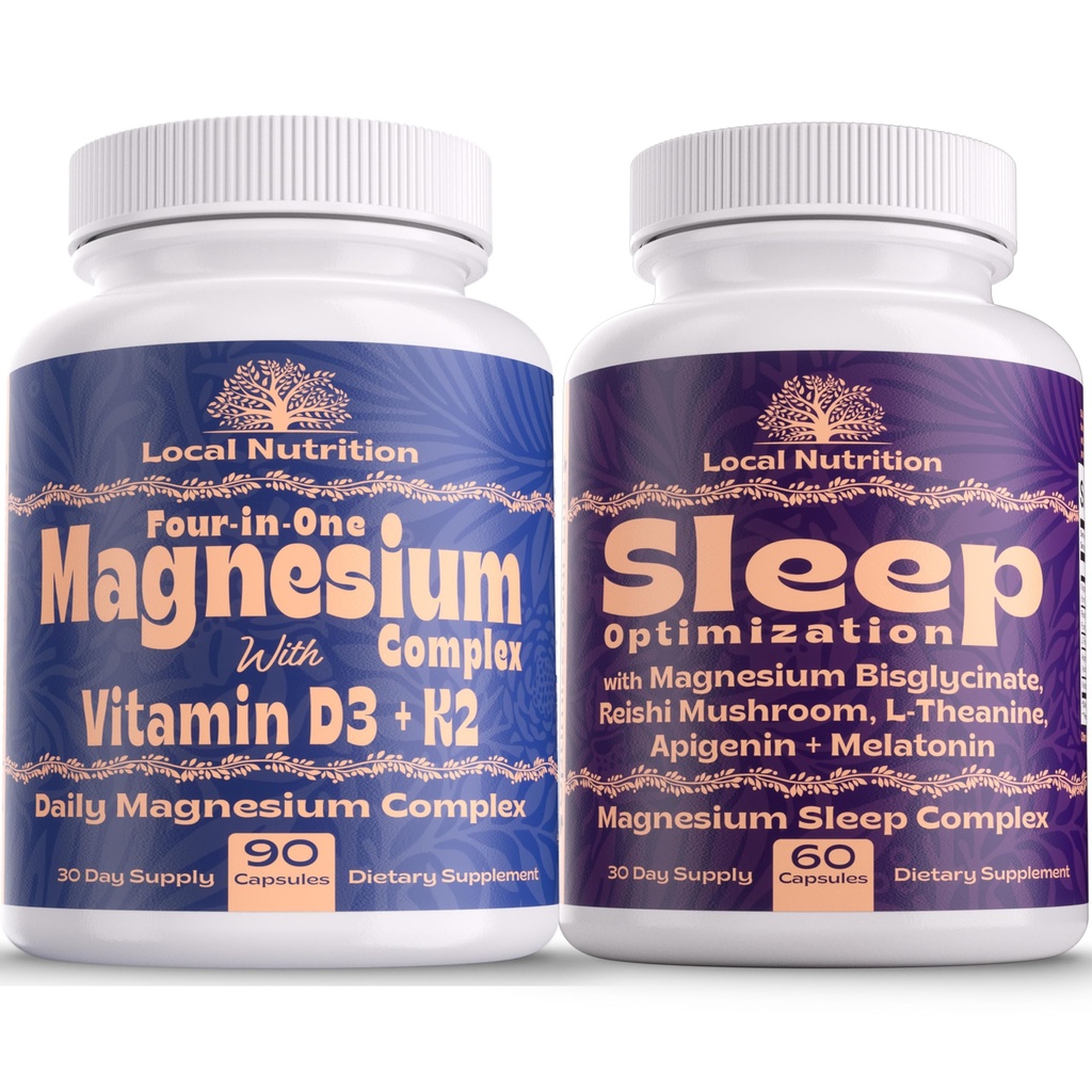 Natural Sleep Aid Magnesium Complex Bundle - Premium Sleep Support Supplement en Magnesium Supplement - One Month Supply, Made in The USA