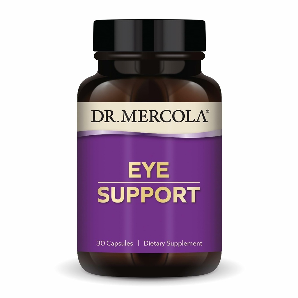 Soutien aux yeux du Dr Mercola - Soutien à la santé oculaire et visuelle - avec la lutéine, la zéaxanthine, l'astaxanthine organique et le groseille noir - sans OGM, sans gluten et sans soja - 30 capsules (30 portions)