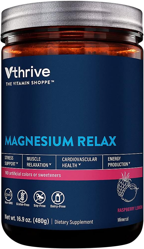 Magnesium Relax Powder - Supports Stress & Muscle Relaxation - Raspberry Lemon (16.9 oz. / 100 Servings)