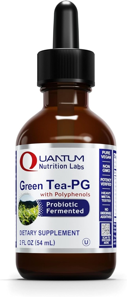Quantum Nutrition Labs Green Tea-PG - Green Tea Extract Liquid, Green Tea Drops, Camellia Sinensis Supplement, Phytonutrient & Antioxidant Ondersteuning voor mannen en vrouwen - 2 Fl Oz