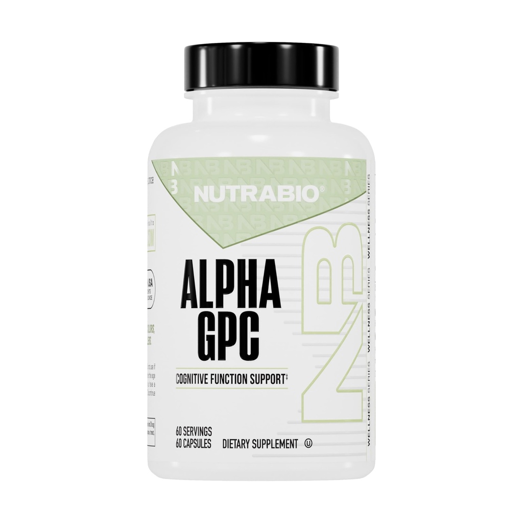 NutraBio Alpha GPC, Soutien du cerveau et amélioration de la fonction mémoire, 300mg - 60 capsules végétales