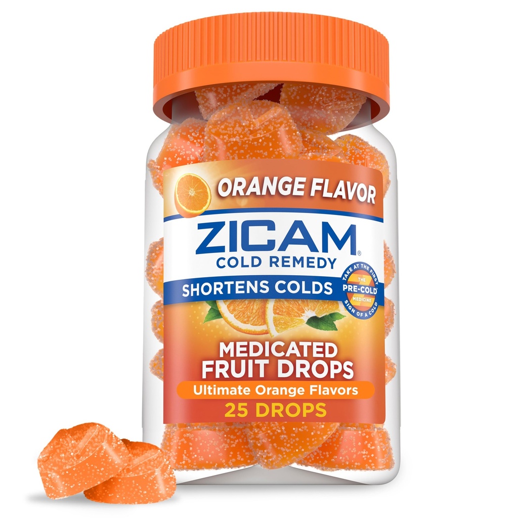 Zicam Cold Remedy Zinc gouttes de fruits médicamentées, Orange ultime, 25 Compte (paquet de 1)