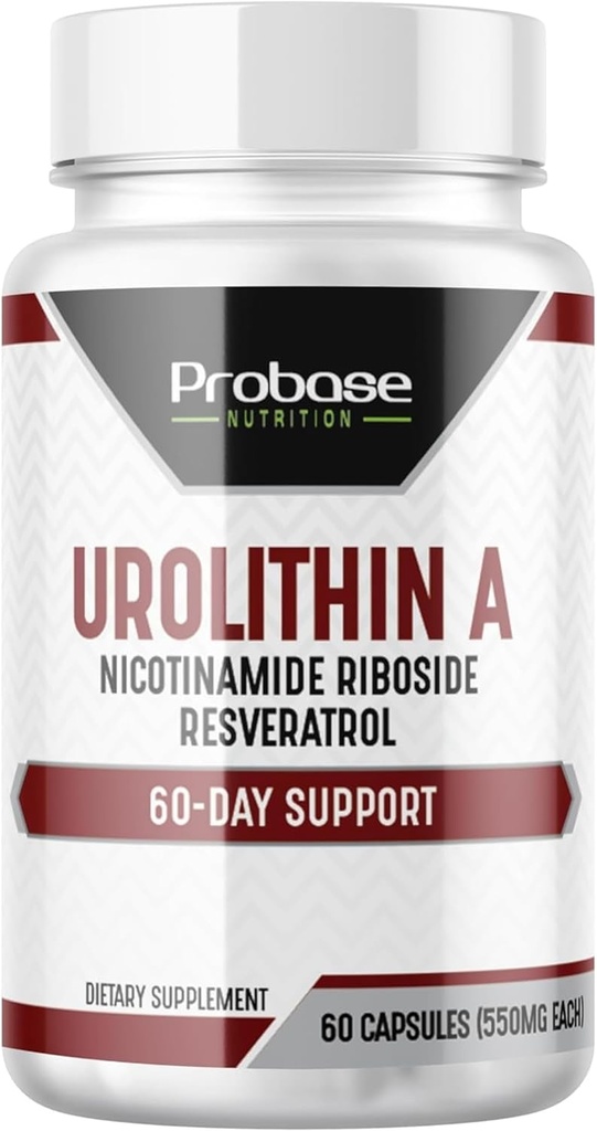 Probase Nutrition Urolithin A - [60-Day Supply] - met toegevoegde NR en Resveratrol - alternatief voor NMN, NAD, CoQ10, PQQ voor gezonde veroudering