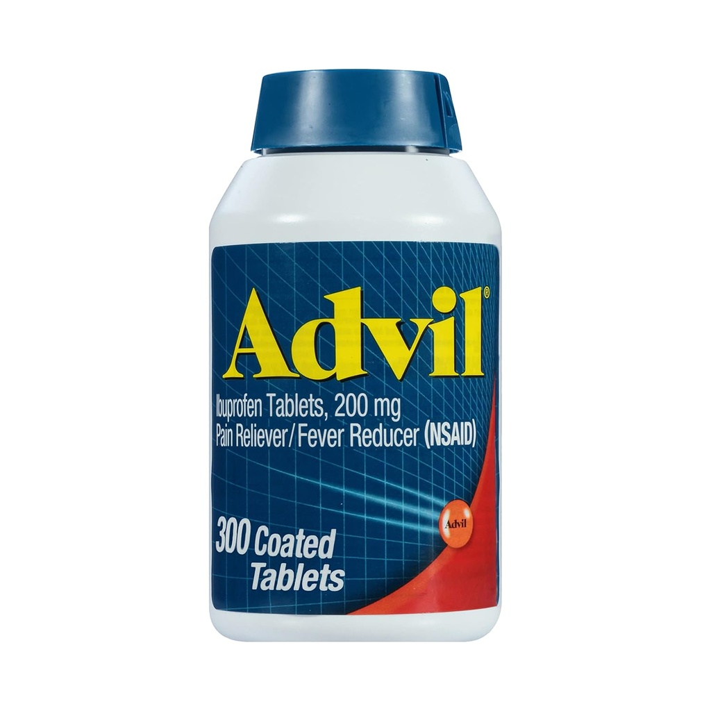 Advil pijnstiller en koortsreducer, pijnrelief Medicine met Ibuprofen 200 mg voor hoofdpijn, rugpijn, menstruele pijn en gewrichtspijn verlichting - 300 gecoate tabletten