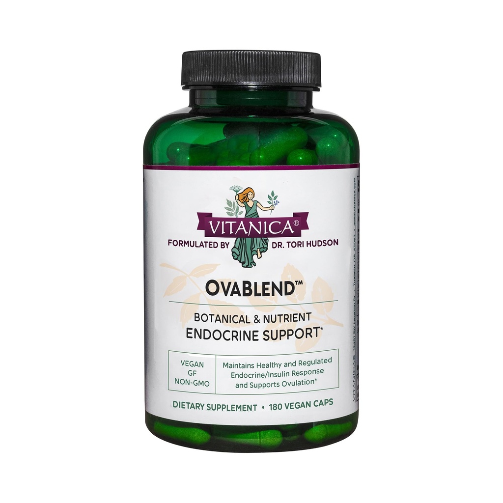 Vitanica OvaBlend - Santé ovarienne et équilibre hormonal pour les femmes - Supplément de soutien endocrinien avec racine de Sarsaparilla et NAC - Supplément alimentaire à base de plantes pour les femmes - Lady - 180 Caps végétaliens