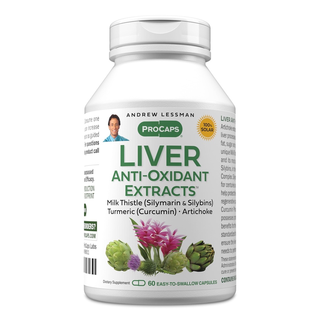 ANDREW LESSMAN Foie Extraits Anti-oxydant 60 Capsules - Supporte les tissus du foie qui travaillent dur, favorise la santé et la fonction du foie optimal. Extraits de chardon, de curcuma et d'artichaut