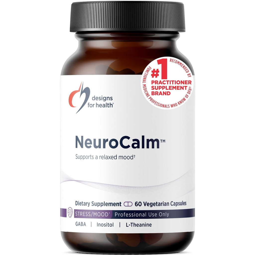 Designs for Health NeuroCalm - Supporte l'humeur et le stress avec GABA, Inositol, L-Theanine, 5HTP, Vitamine B12 et B6, Taurine, Camomille, Magnésium et PharmaGABA - Sans gluten, Vegan (60 capsules)
