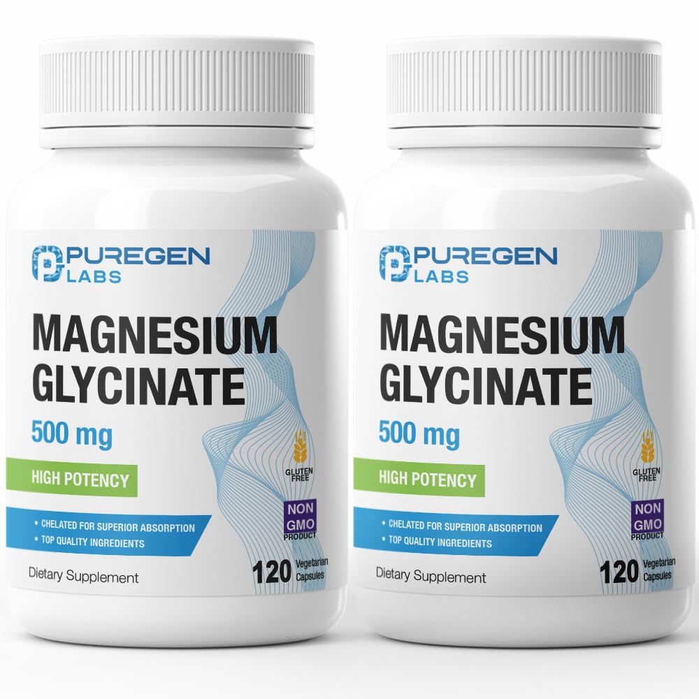 Magnesium Glycinate 500mg [High Potency] Veggie Caps, chelated for Superior Absorptie, Non-GMO, NO Gluten and Dairy, Supports Muscle, Joint, and Heart Health Totaal 240 Capsules