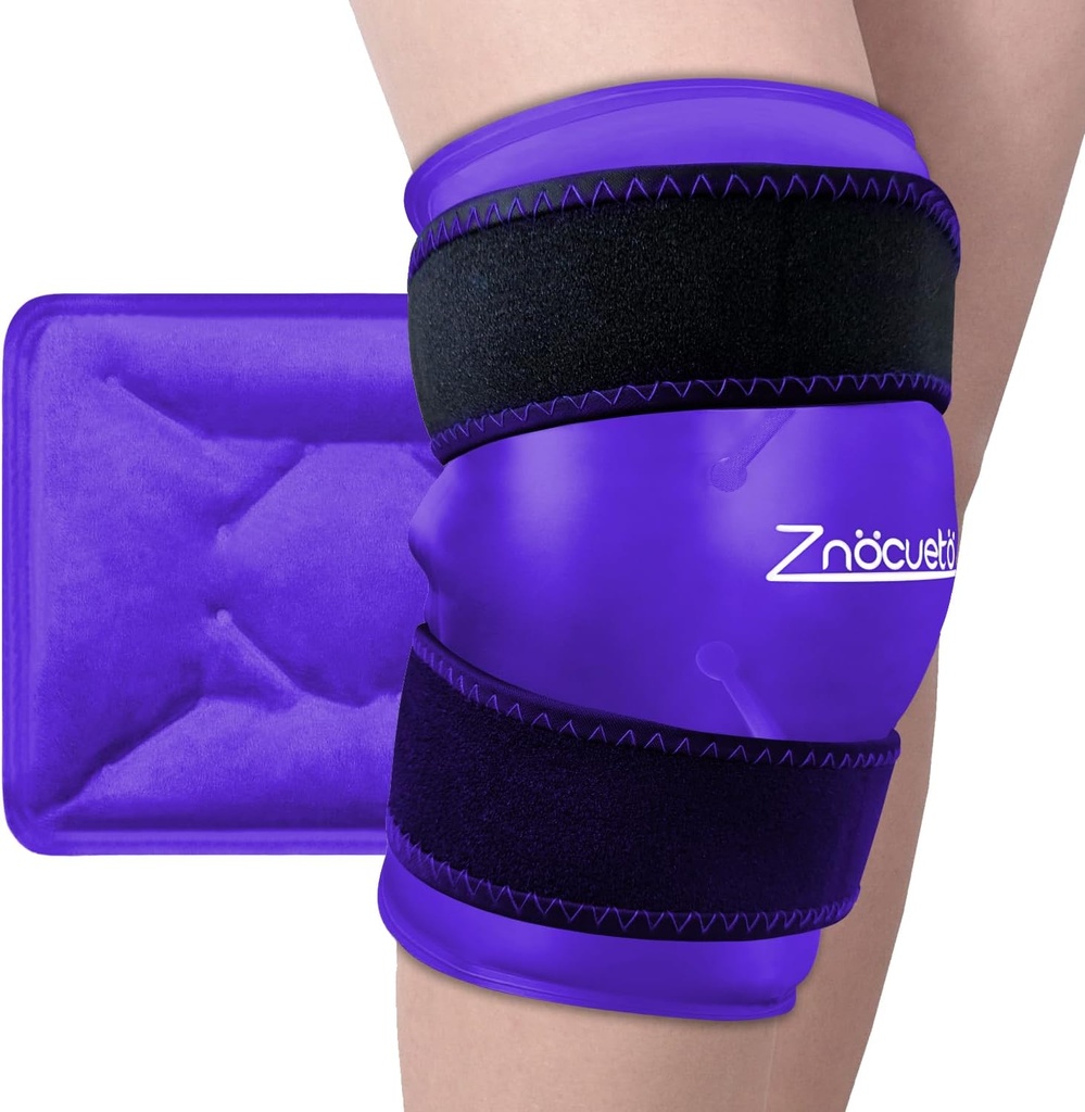 ZNÖCUETÖD Enhanced Knee Ice Pack Wrap for Pain Relief, Large Gel Ice Pack for Knee Leg Injuries Herbruikbaar met koude compressie voor Tendonitis, Artritis, Zwelling, Blauwe plekken, Chirurgie herstel