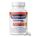 Symbiotiques Colostrum 120ct Chewables Plus - Immunity Support for Adult & Kids - Lactoferrine Supplement & Colostrum Protein - Supports Digestion & Gut - 25% lgG Antibodies, sans gluten - Orange Creme
