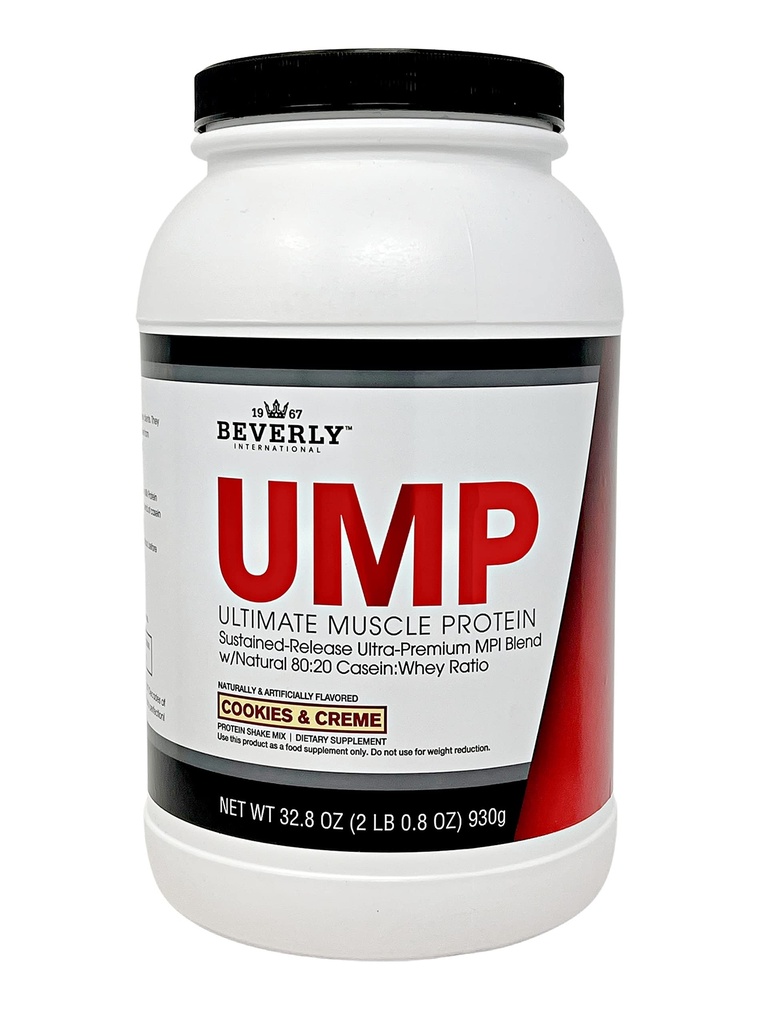 Beverly International UMP Protein Powder, Cookies & Cream. Unieke Whey-Casein Ratio bouwt Lean Muscle. Makkelijk te grazen. Geen Bloat. (32,8 oz) 2lb .8 oz