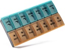 Grand organisateur de pilules 2 fois par jour, cas de pilule hebdomadaire, AM PM Pill Box, conteneur de pilules de nuit de jour 7 jours, distributeur de médicaments de cas de vitamine deux fois par jour (orange et vert)