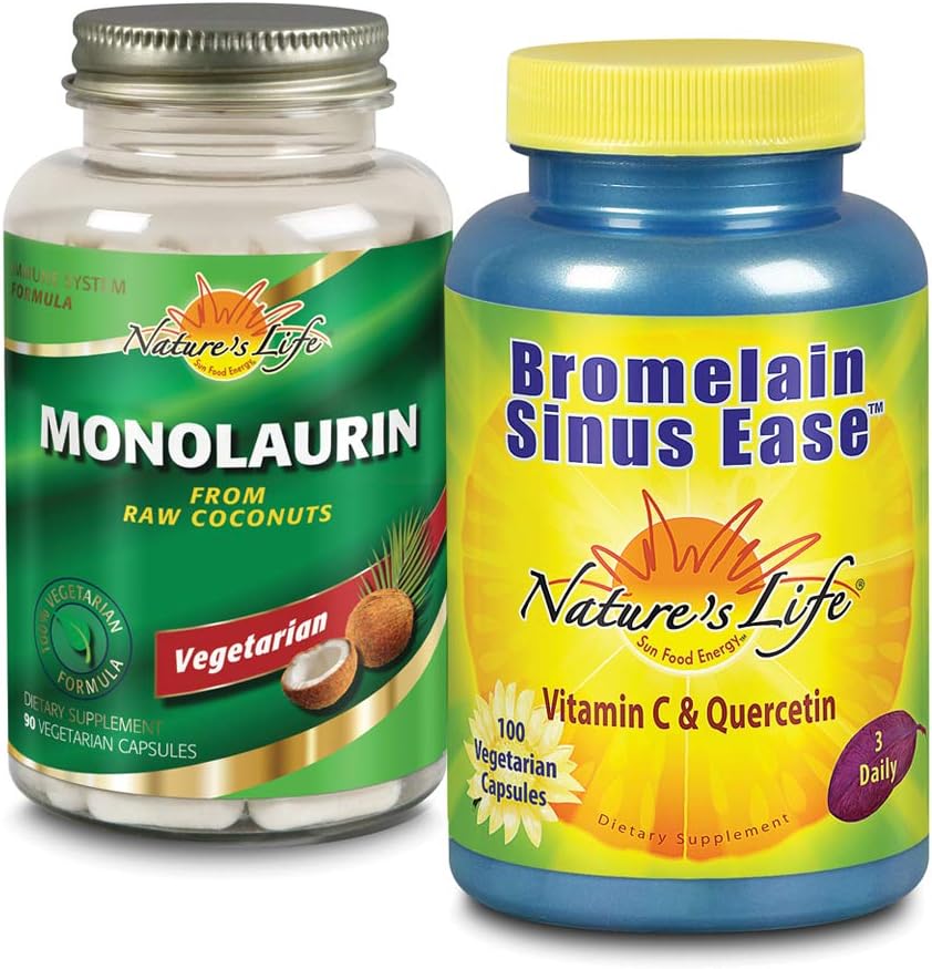 Nature's Life Monolaurin & Bromelain Sinus Ease Bundle 