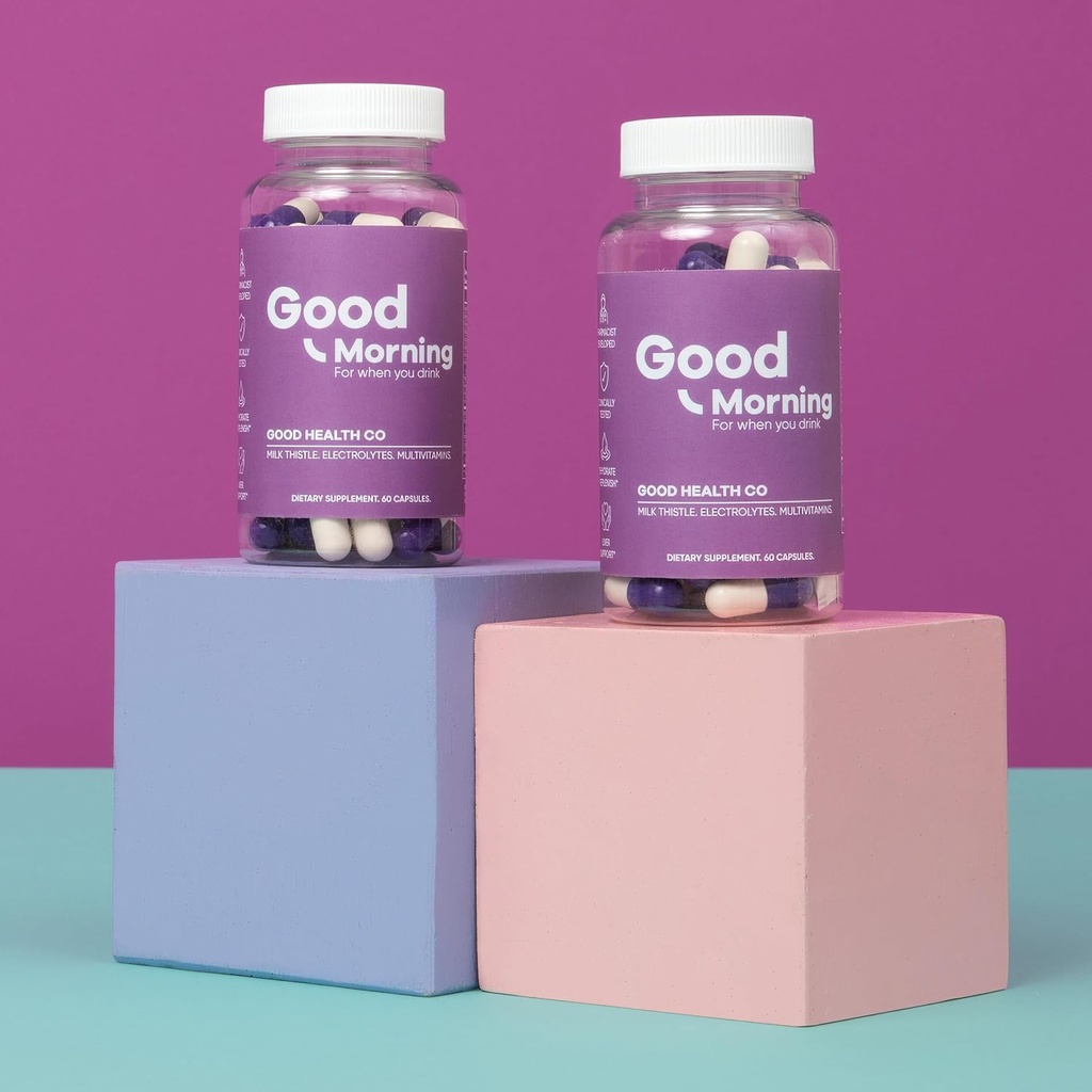 Good Morning Recovery Pillen [2 Pack Hangover Kit] Klinisch getest na alcoholhulp.Drinkreliëf + leverafscheiding met elektrolyten, melkdistel + DHM. Proost!
