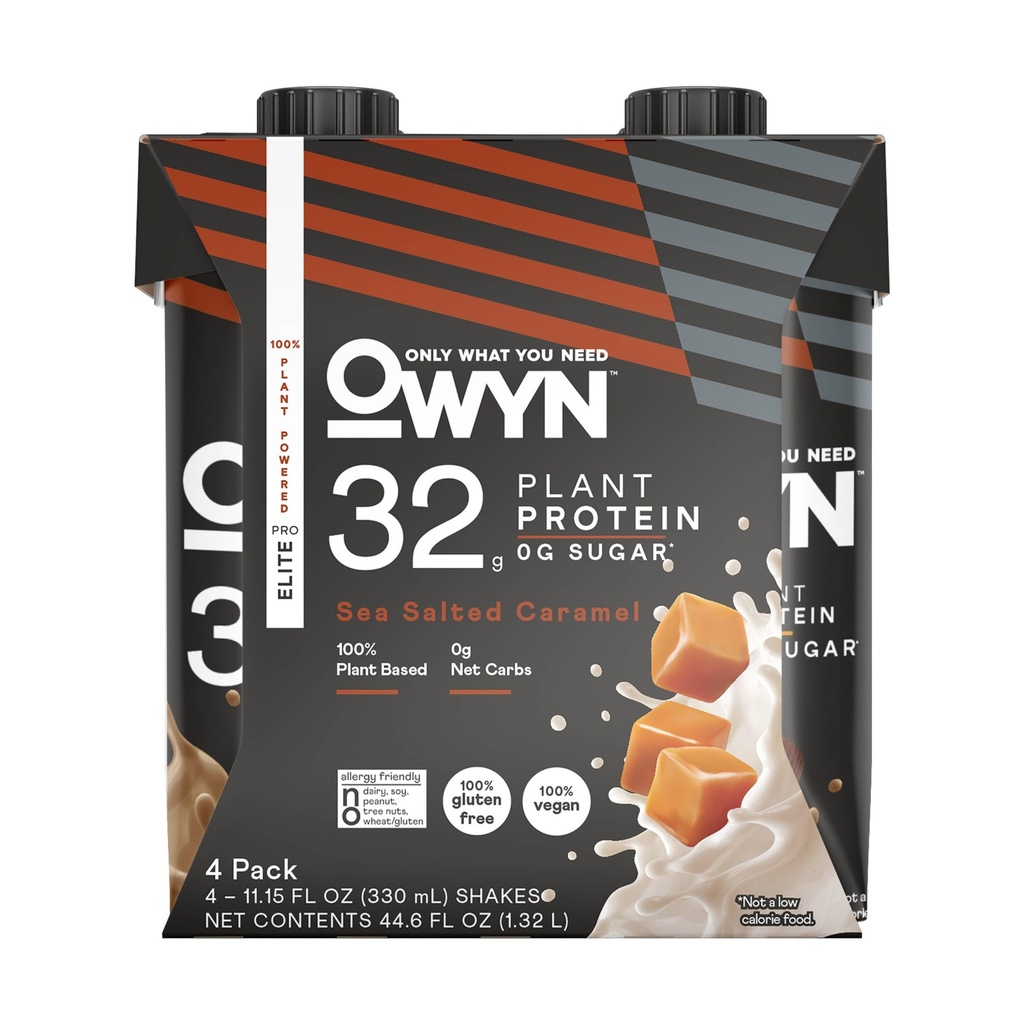 OWYN Sel de mer Caramel Elite Protéine végétale Shake 4pk, 11.15 FZ