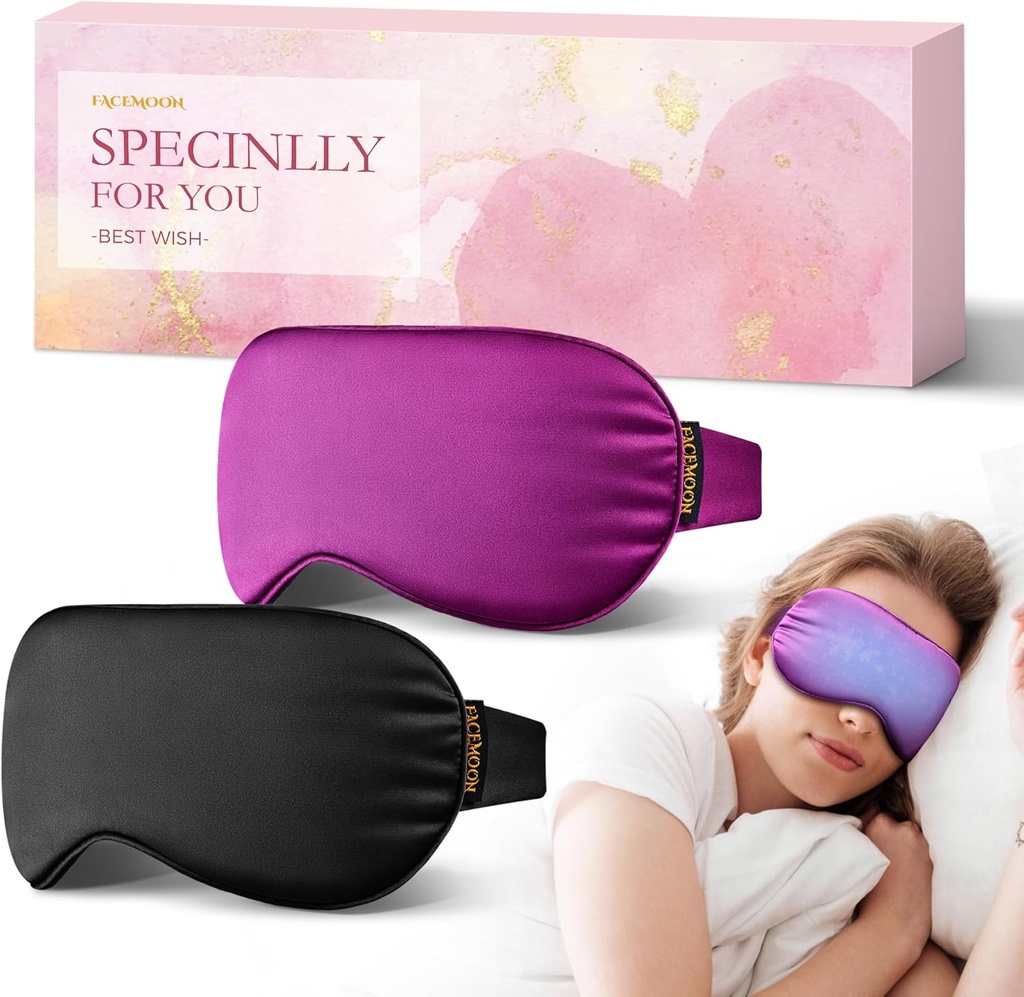 2PCS Cold Eye Mask: Cooling Eye Mask for Puffy Eyes, Heather, Migraines Relief - Cold Compress for Dark Circles, Moe Eyes, After Surgery - Herbruikbare Gel Ice Pack, Gewogen Slaapmasker(Zwart,Paars)