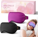 2PCS Cold Eye Mask: Cooling Eye Mask for Puffy Eyes, Heather, Migraines Relief - Cold Compress for Dark Circles, Moe Eyes, After Surgery - Herbruikbare Gel Ice Pack, Gewogen Slaapmasker(Zwart,Paars)
