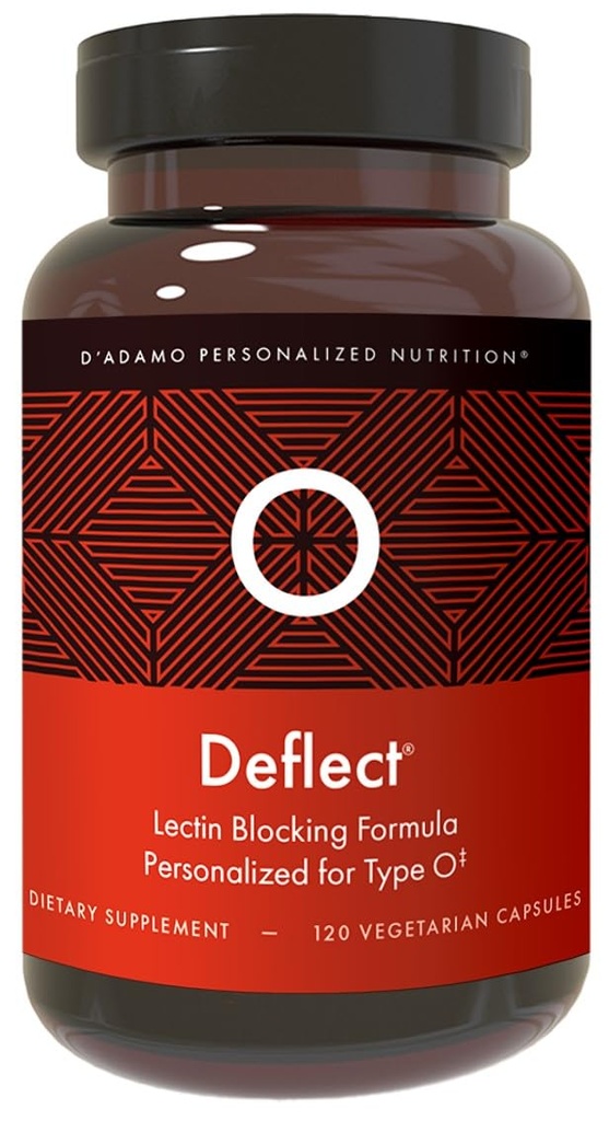 D'Adamo Gepersonaliseerde Voeding Deflect Lectin Blocker (Blood Type O) - 120 Vegetarische Capsules. Metabolisme Booster. Immuun ondersteuning. Gemaakt in de VS.