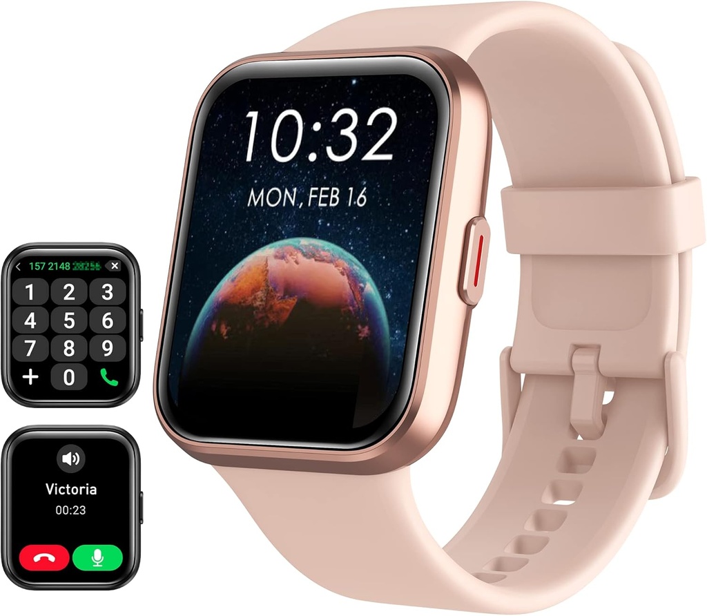 Smart Watch pour les femmes Android et iPhone, Alexa intégré, 1.8" Touch Screen Fitness Tracker avec réponse / faire des appels, IP68 Waterproof Heart Rate/Sleep/SpO2 Monitor, Pedomètre, 100+ Modes Sport