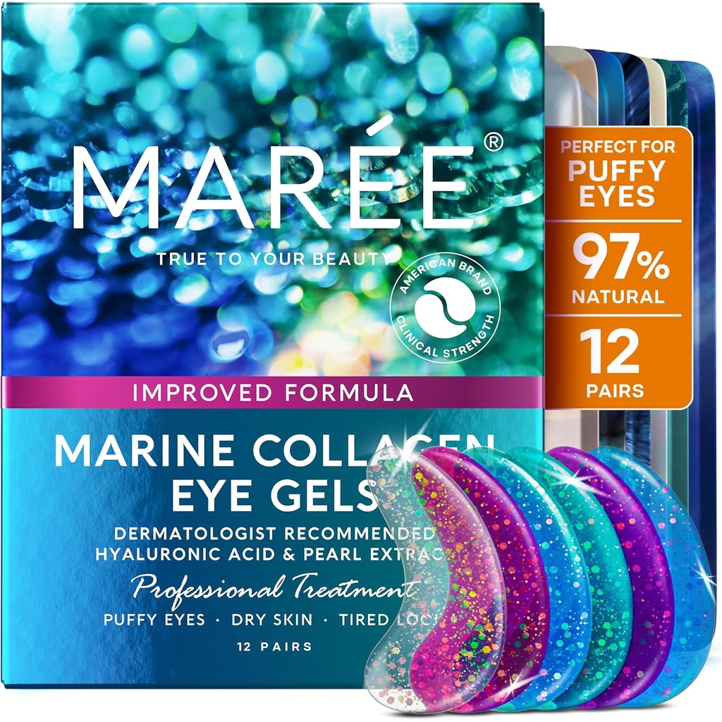 MAREE Eye Gels - Pads Under Eye Patches for Puffy Eyes and Dark Circles with Collageen & Hyaluronic Acid - Anti rimpels Under Eye Masks Skincare Treatment for Puffiness & Bags - Parches Para Ojeras