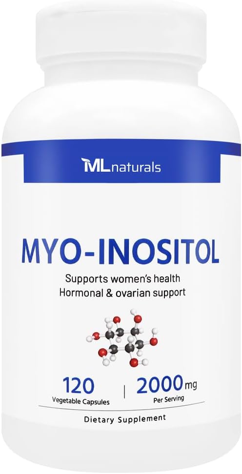 ML Naturals Myo-Inositol 2000 mg 120 plantaardige capsules, NSF-gecertificeerd en cGMP-compliant