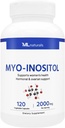 ML Naturals Myo-Inositol 2000 mg 120 capsules végétales, certifiées NSF et conformes aux GMPc