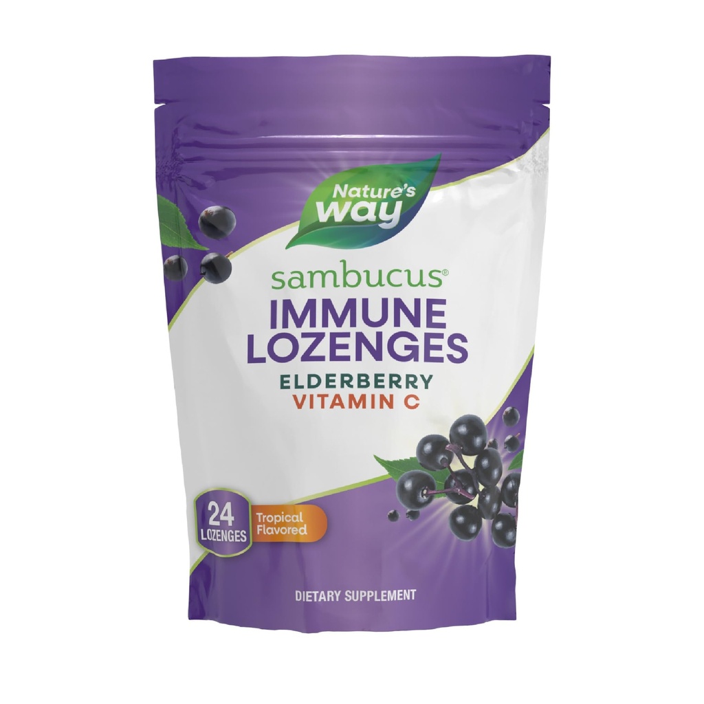 Nature de la Voie Sambucus Immune Lozenges, Vitamine C de haute puissance, Elderberry, 24 Losanges parfumées tropicales (paquetage mai Vary)