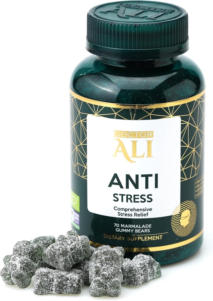 Doctor ALI - Uitgebreide Stress Relief Gummies Gemaakt met Organische Ingrediënten 70 Tellen Gluten Gratis Gluten Gratis Gratis