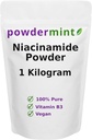 Niacinamidepoeder (Vitamine B3) 100% Pure Niacin Poeder 500 mg Flush-Free Supplement (1 Kilogram)