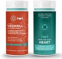 Iwi Life Vegikrill & Heart Omega-3 Bundle, 30 Servings, Vegan Plant Based Algen Omega 3, Krill & Fish Oil Alternative, No Fishy Aftersmaak