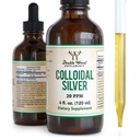 Colloïdaal Silver Liquid 20 PPM - 4 Fl OZ (Plata Coloidal with Dropper) 99,9% Pure, Glutenvrij, Non-GMO by Double Wood Supplements