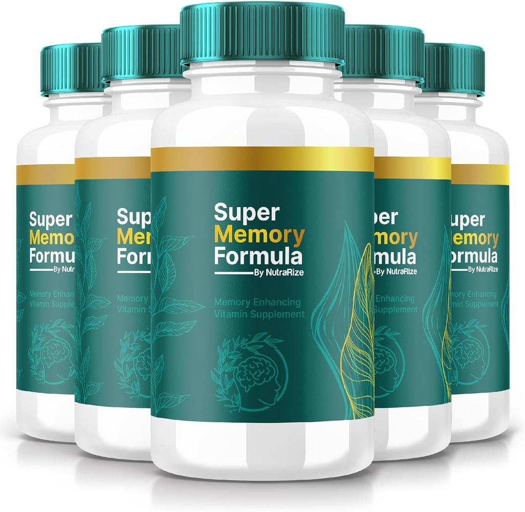 NutraRize (5 Pack) Super Memory Formula – Capsules de soutien quotidiennes avec un mélange équilibré pour la concentration, l'alerte et l'écharpe quotidienne.
