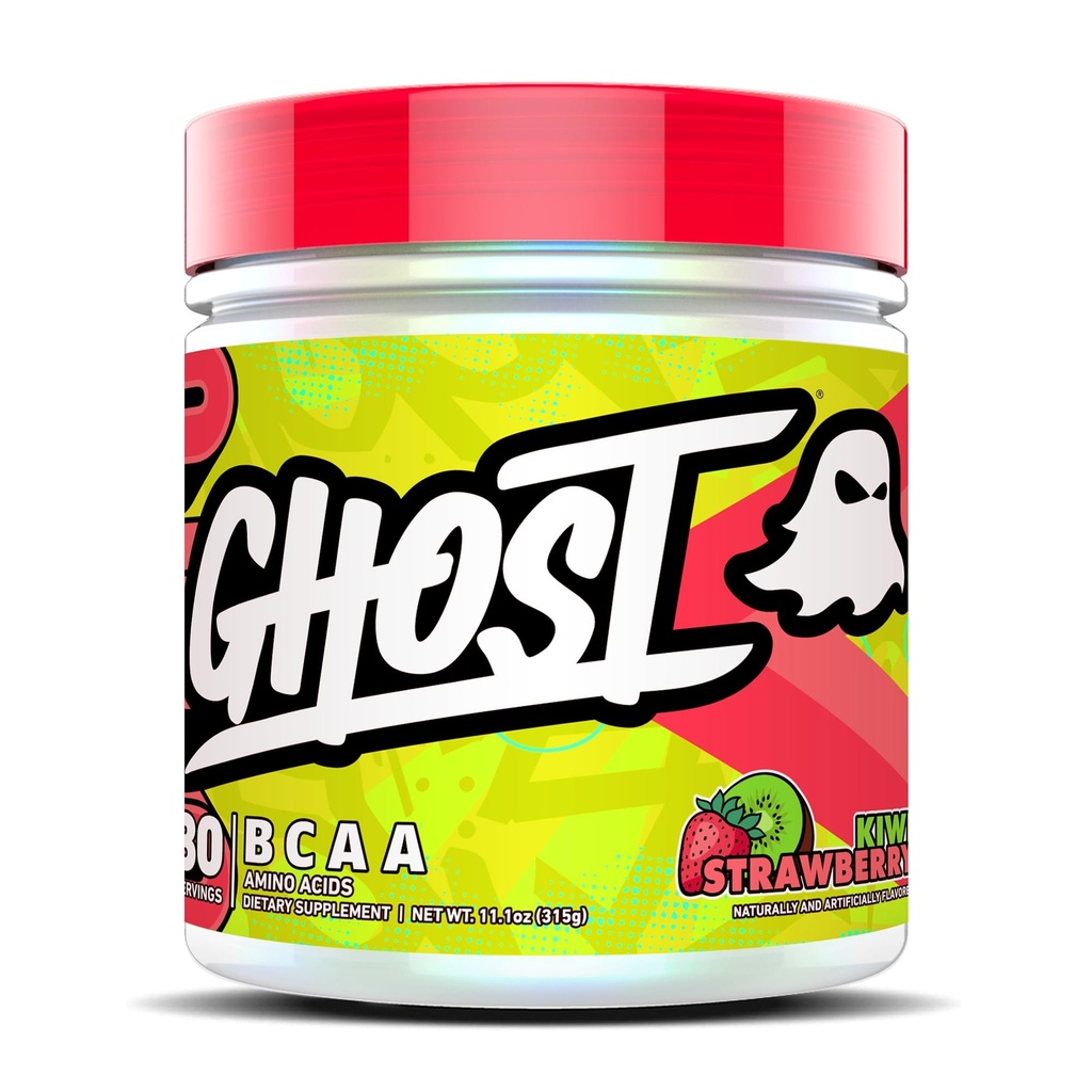 GHOST BCAA Powder Amino Acids Supplement, Kiwi Aardbei - 30 porties - Sugar-Free Intra, Post & Pre Workout Amino Powder & Recovery Drink, 7G BCAA