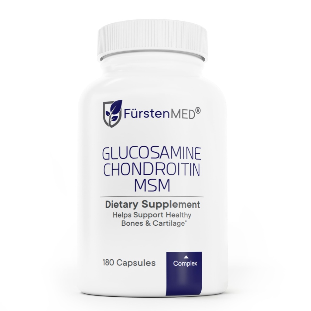 FürstenMED Glucosamine Chondroitin MSM Supplement - Chondroitin & Glucosamine Voedingssupplementen voor botten en normale cartilage Gezondheid - Ondersteuning normale gezamenlijke gezondheid met vitamine C - 180 capsules