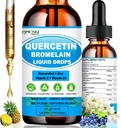 Quercetine met vitamine C en zink - quercetine vloeibare druppels - quercetine met bromelaïne - zinkquercetine - Immuunondersteuningssupplement voor respiratoire gezondheid en reactie van het lichaam op incidentele allergieën
