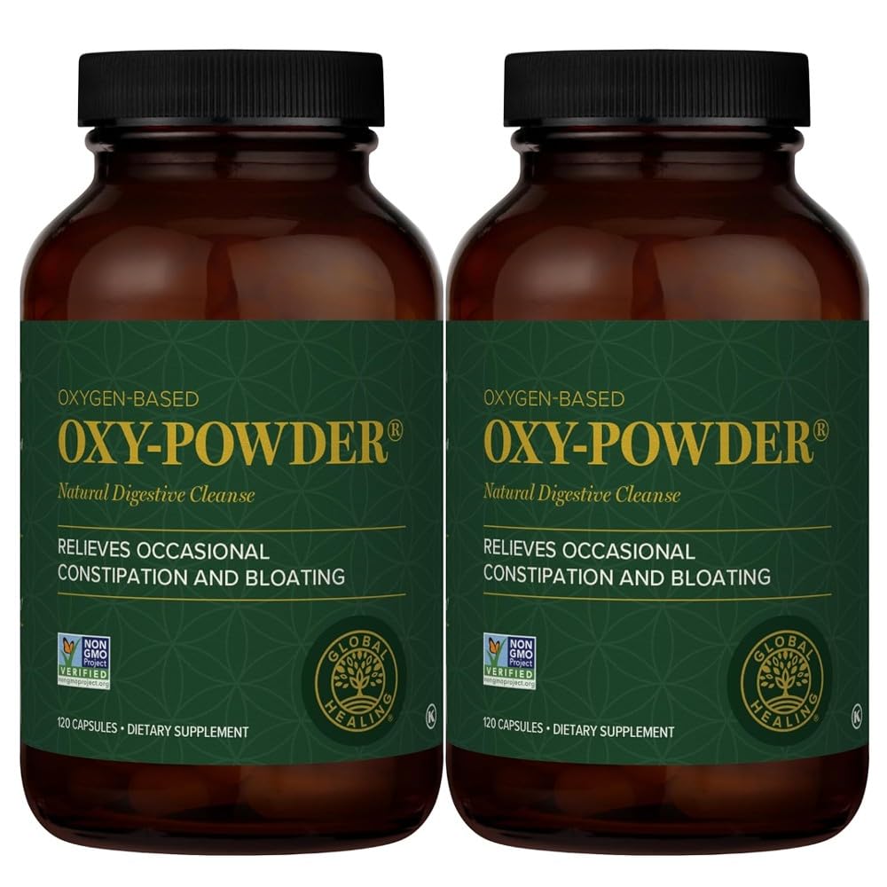 Global Healing Center Oxy-Powder Colon Cleanse Detox - Nettoyant intestinal sûr et naturel basé sur l'oxygène, 120 Nombre (paquet de 2)